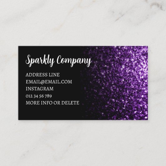 Dunkler lila Funkelschwarz, eleganter QR-Code Visitenkarte (Vorderseite)