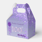 Dunkler Lila Glitzer & Band 100. Geburtstag Geschenkschachtel (Vorderseite)