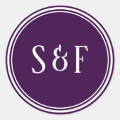 Dunkler Lila Monogramm-Umschlag Aufkleber (Vorderseite)