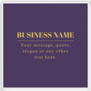 Dunkler Lila und goldener Firmenname oder Gruß Aufkleber