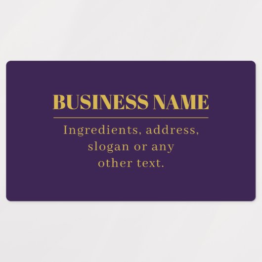 Dunkler Lila und goldener Firmenname oder Gruß Etiketten (Design 2)
