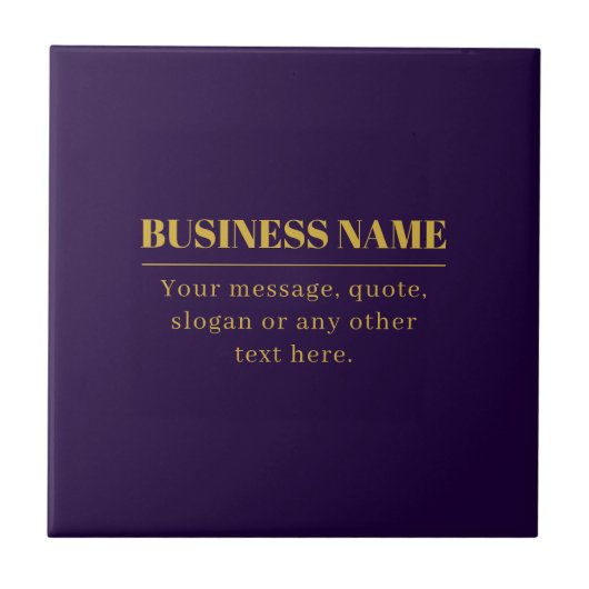 Dunkler Lila und goldener Firmenname oder Gruß Fliese (Vorderseite)