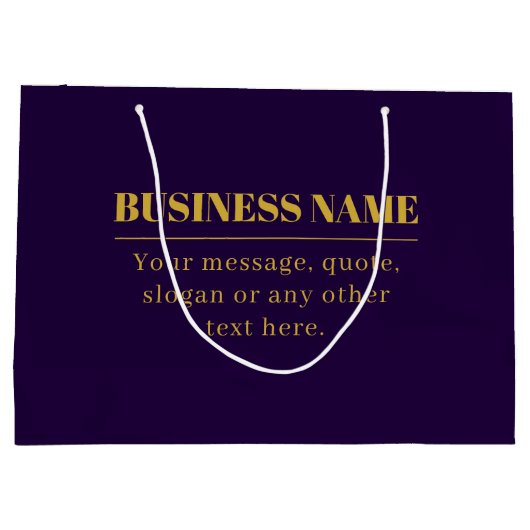 Dunkler Lila und goldener Firmenname oder Gruß Große Geschenktüte (Rückseite)