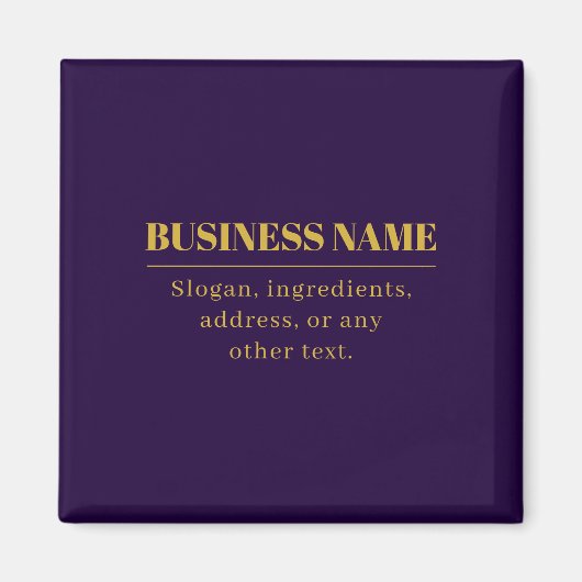 Dunkler Lila und goldener Firmenname oder Gruß Magnet (Vorne)