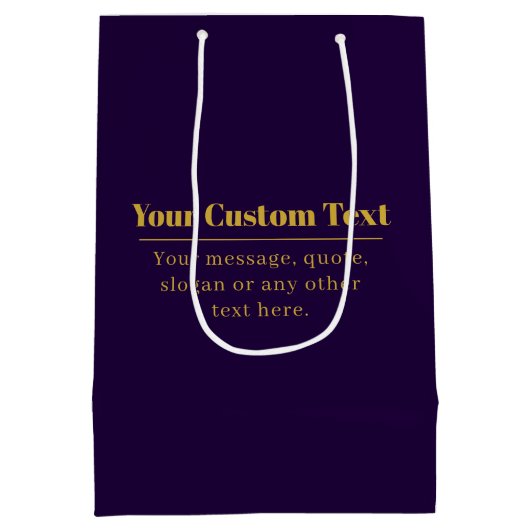 Dunkler Lila und goldener Firmenname oder Gruß Mittlere Geschenktüte (Rückseite)