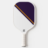 Dunkler Lila weißer Farbblock Fett-Gelber Streifen Pickleball Schläger (Rückseite)