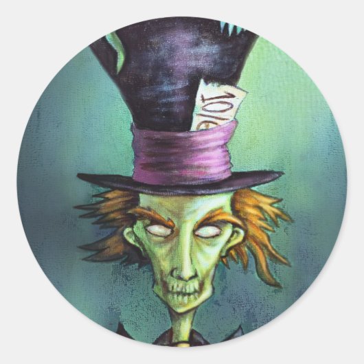 Dunkler Mad Hatter aus der Alice im Wunderland Runder Aufkleber (Vorderseite)