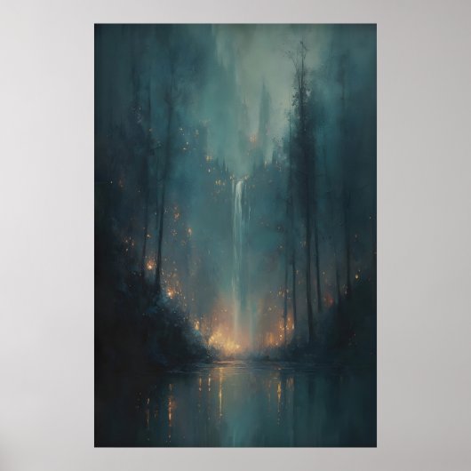 Dunkler magischer verzauberter Wald, melancholisch Poster (Vorne)