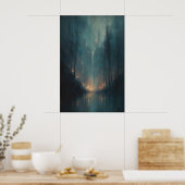 Dunkler magischer verzauberter Wald, melancholisch Poster (Küche)