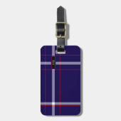 Dunkler Marine-, Rot-u. weißerkarierter Gepäckanhänger (Vorderseite vertikal)