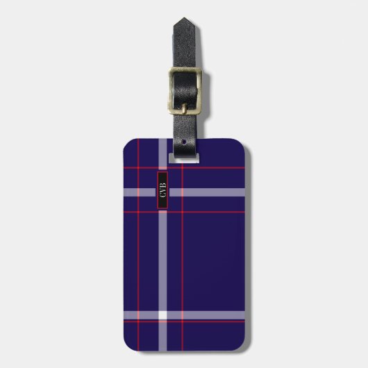 Dunkler Marine-, Rot-u. weißerkarierter Gepäckanhänger (Vorderseite vertikal)