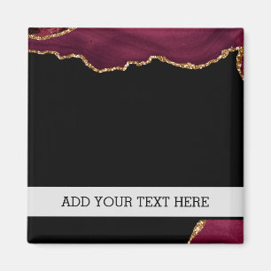 Dunkler Marmor Achat Weinrot Golden Glitter Akzent Magnet