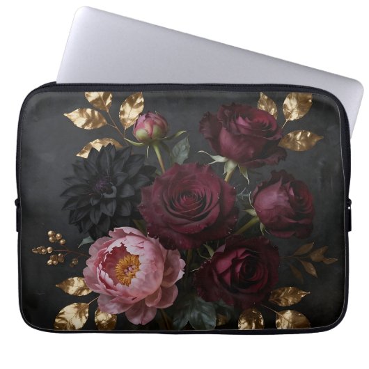 Dunkler, melancholischer Blumenstrauß Laptopschutzhülle (Vorderseite)