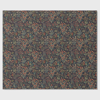 Dunkler, melancholischer, nächtlicher Blumenwald B Geschenkpapier