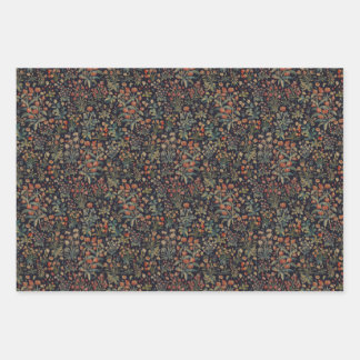 Dunkler, melancholischer, nächtlicher, florale bot geschenkpapier set