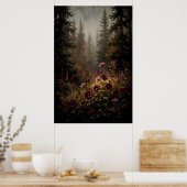 Dunkler, melancholischer Wald-Wildblume Poster (Küche)