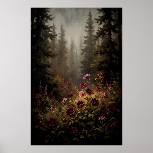 Dunkler, melancholischer Wald-Wildblume Poster (Vorne)