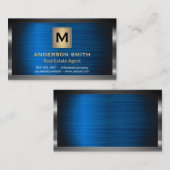 Dunkler Metallrahmen | Blue Metallic Background Visitenkarte (Vorne/Hinten)