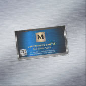 Dunkler Metallrahmen | Blue Metallic | QR-Etikett Magnetische Visitenkarte (Beispiel)