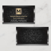 Dunkler Metallrahmen | Geometrisches Muster - Hint Visitenkarte (Vorne/Hinten)