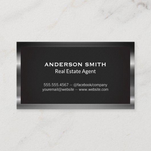 Dunkler Metallrahmen | Hintergrund der Schwarzen T Visitenkarte (Vorderseite)