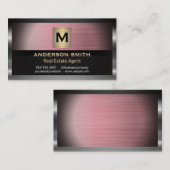 Dunkler Metallrahmen | Rosa, rot, metallischer Hin Visitenkarte (Vorne/Hinten)