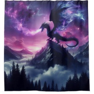 Dunkler, mittelalterlicher ätherischer Drache Duschvorhang