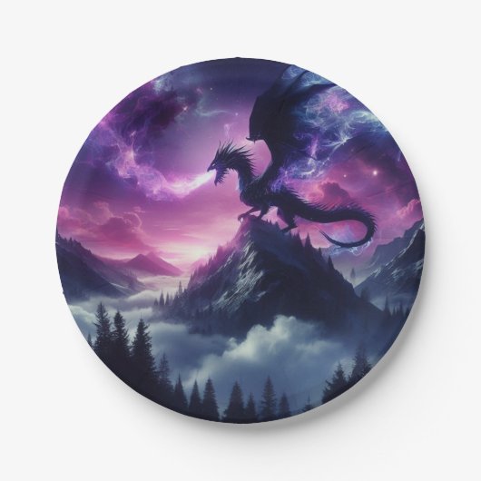 Dunkler, mittelalterlicher ätherischer Drache Pappteller (Vorderseite)