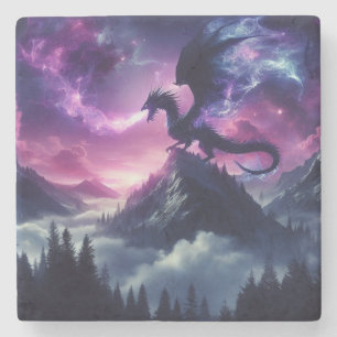 Dunkler, mittelalterlicher ätherischer Drache  Steinuntersetzer