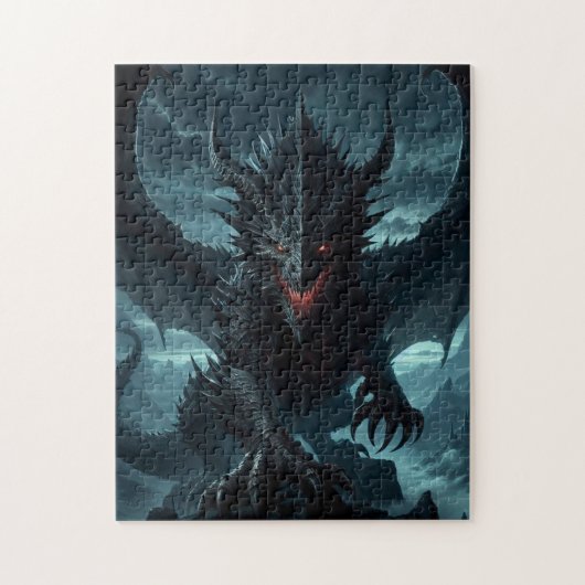 Dunkler, mittelalterlicher Drache  Puzzle (Vertikal)