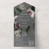 Dunkler moderner rosa-weißer Blumencode All In One Einladung (Innen Boden)