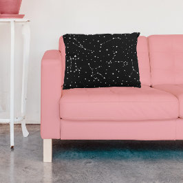 Dunkler, moderner Schwarz-weißer Sternenraum Kissenbezug