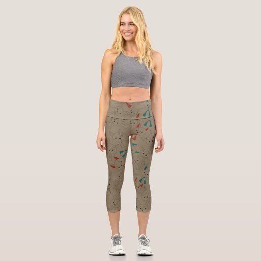 Dunkler Modus Fox-Cartoon Capri Leggings (Vorderseite)