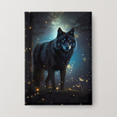 Dunkler Mysteriöser Schwarzer Wolf Button (Vorderseite)