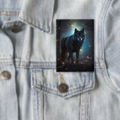 Dunkler Mysteriöser Schwarzer Wolf Button (Insitu)