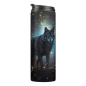 Dunkler Mysteriöser Schwarzer Wolf Thermosbecher (Nach rechts gedreht)