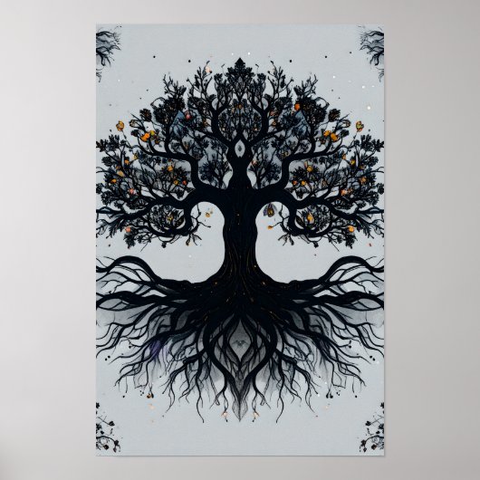 Dunkler mystischer Baum des Lebens Kunst Poster (Vorne)
