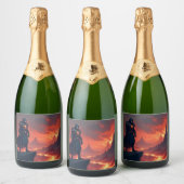 Dunkler Nacht der Flamme Schaumweinetikett (Flaschen)