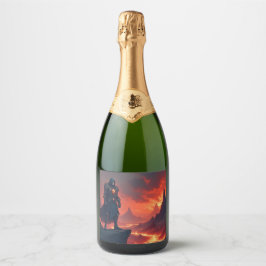 Dunkler Nacht der Flamme Schaumweinetikett