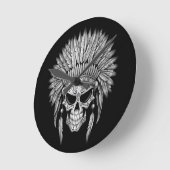 Dunkler Nativer Zuckerschädel mit Hitze Runde Wanduhr (Winkel)