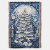Dunkler Navy Moderner Weihnachtsbaum Winter Decke (Vorderseite Vertikal)