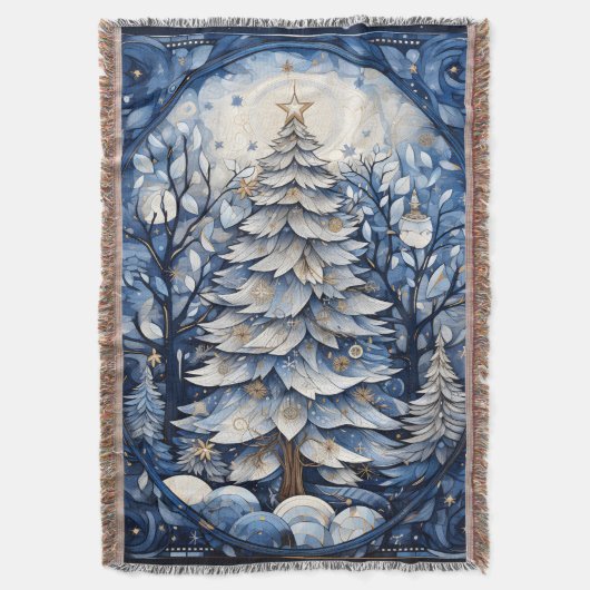 Dunkler Navy Moderner Weihnachtsbaum Winter Decke (Vorderseite Vertikal)