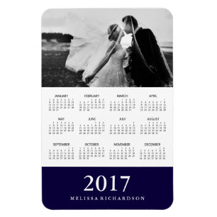 Dunkler Navy Strip Eleganter Foto - Kalender 201 Magnet