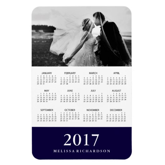Dunkler Navy Strip | Eleganter Foto - Kalender 201 Magnet (Vertikal)