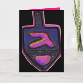 Dunkler Neon Regenbogen Hanukkah dreidel Feiertagskarte
