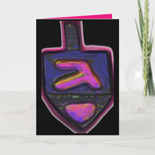 Dunkler Neon Regenbogen Hanukkah dreidel Feiertagskarte (Vorderseite)
