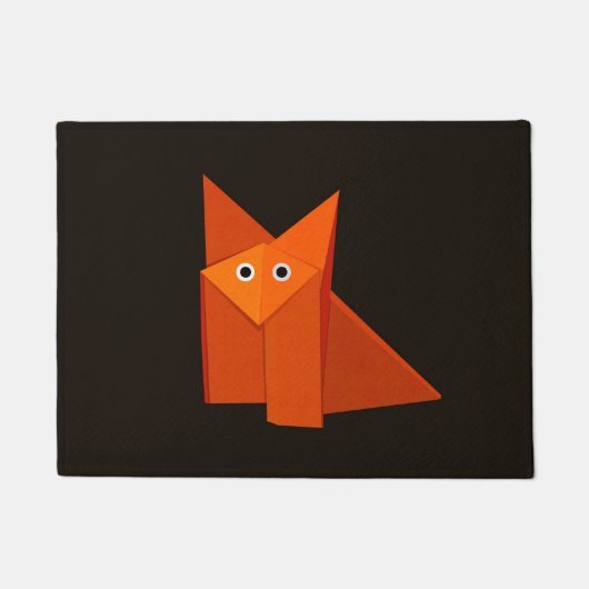 Dunkler niedlicher Origami Fox Fußmatte (Vorderseite)
