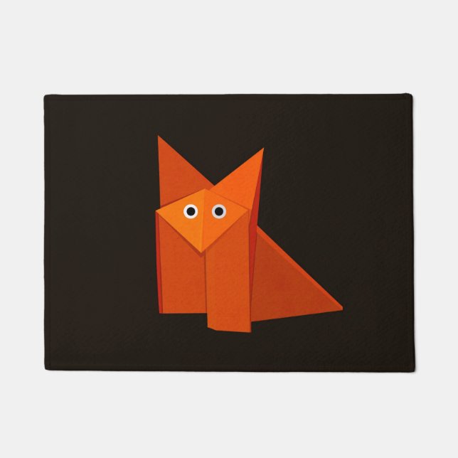 Dunkler niedlicher Origami Fox Fußmatte (Vorderseite)