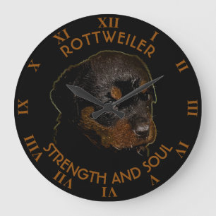 Dunkler Niedlicher Rottweiler Welpenhund Große Wanduhr