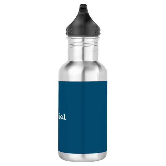 Dunkler Ozean Blue Minimal Einfacher Personalisier Edelstahlflasche (Rechts)